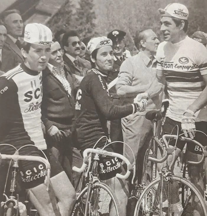Gianbattista Baronchelli, Giuseppe Saronni, and Francesco Moser at the 1978 Giro d'Italia