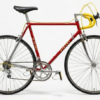 Vintage Vicini red racing bike with yellow bar tape and Campagnolo groupset